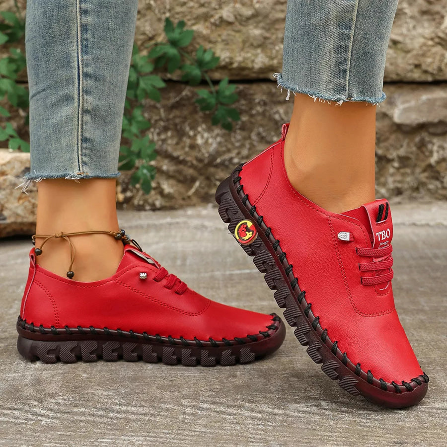 Round Toe Lace Up Sneakers Apparel and Accessories