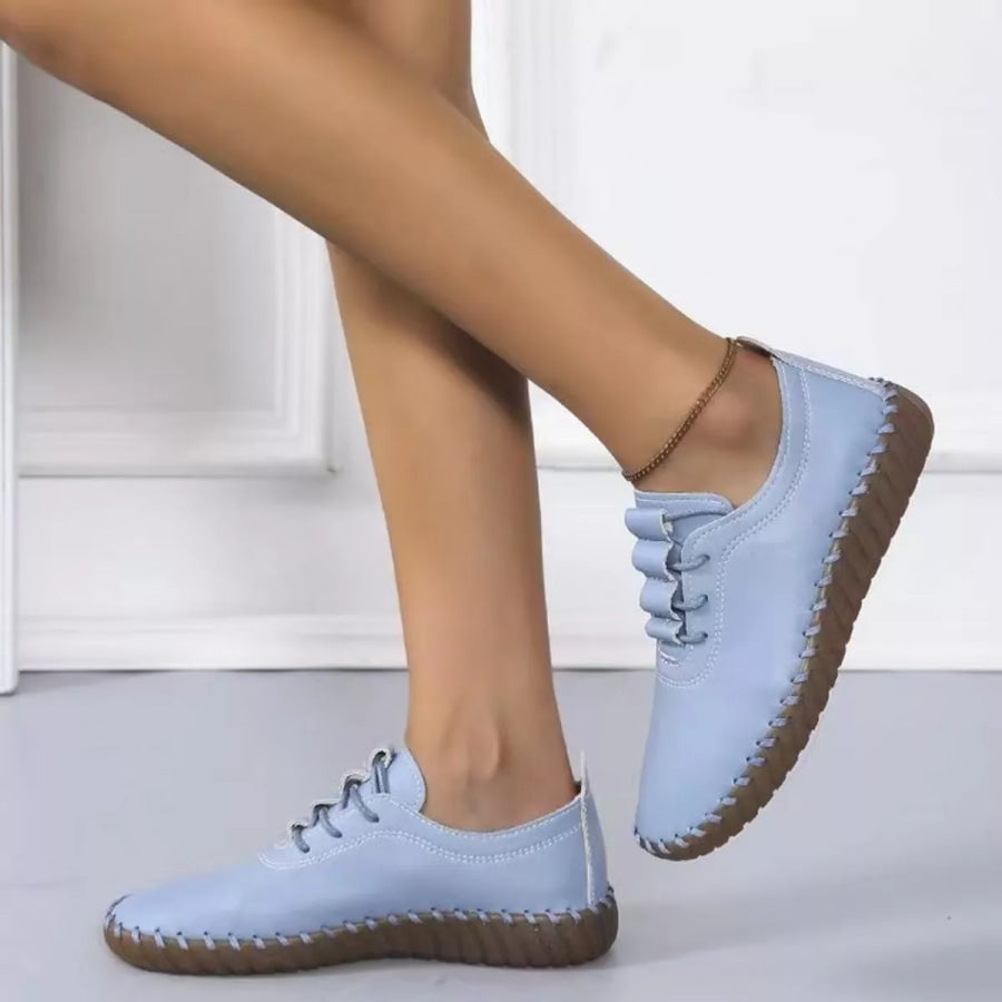 Round Toe Lace Up Sneakers Apparel and Accessories