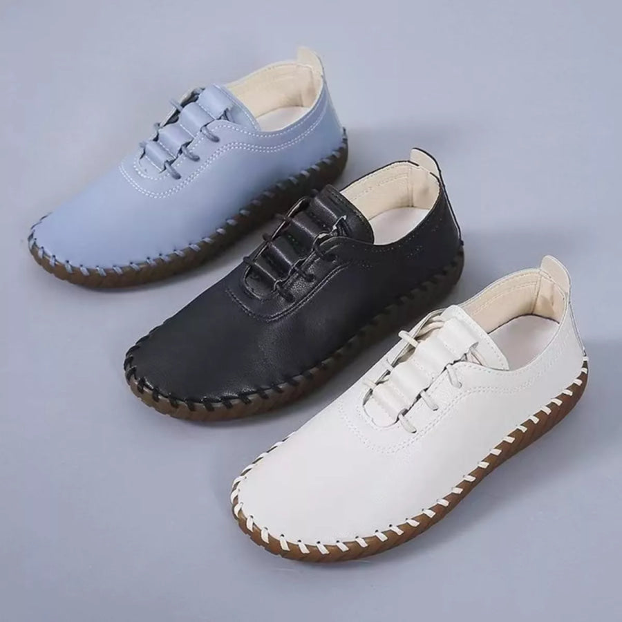 Round Toe Lace Up Sneakers Apparel and Accessories