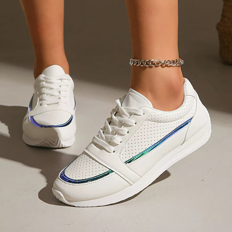 Round Toe Lace Up Sneakers Apparel and Accessories