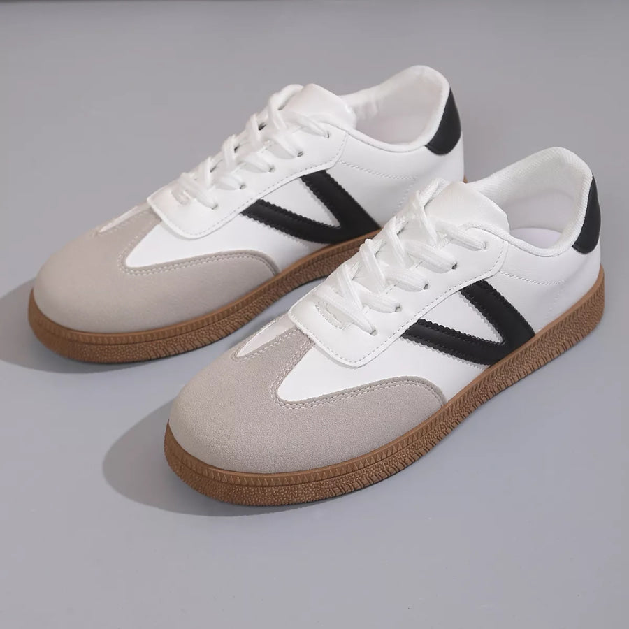 Round Toe Lace Up Sneakers Apparel and Accessories