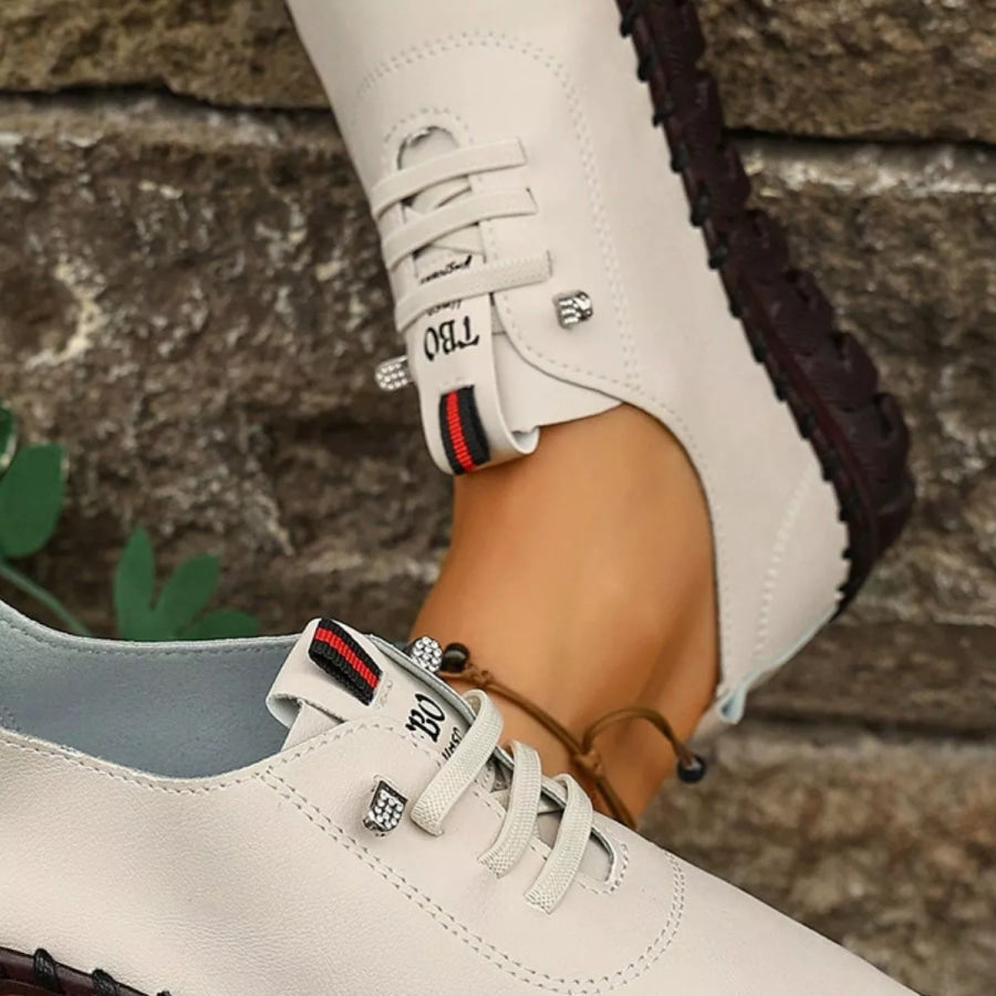Round Toe Lace Up Sneakers Apparel and Accessories