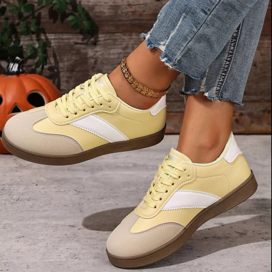 Round Toe Lace Up Sneakers Apparel and Accessories