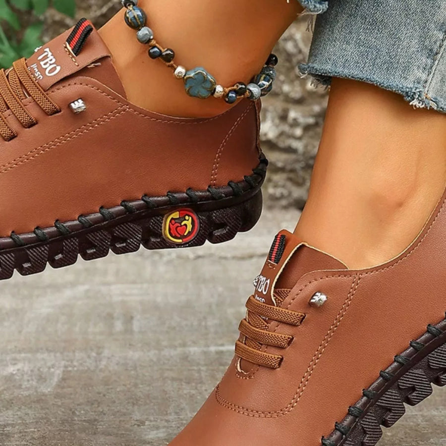 Round Toe Lace Up Sneakers Apparel and Accessories