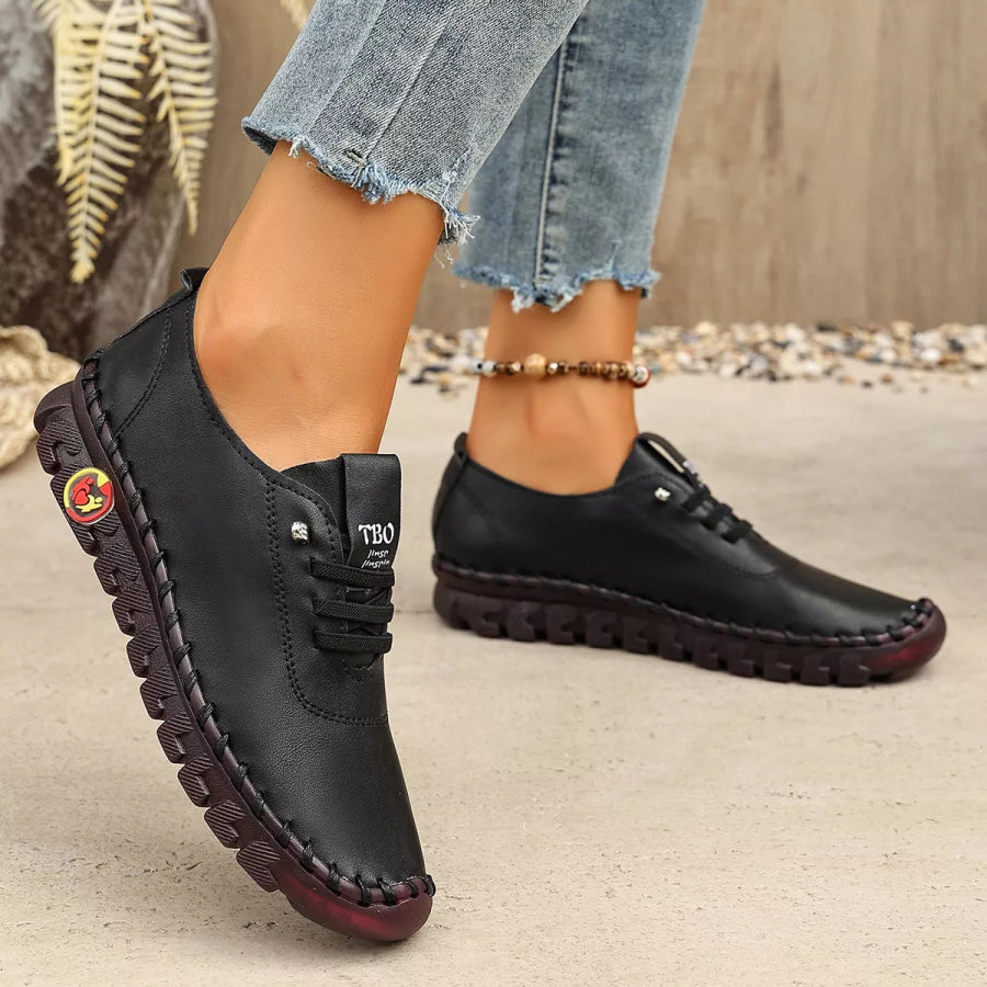 Round Toe Lace Up Sneakers Apparel and Accessories