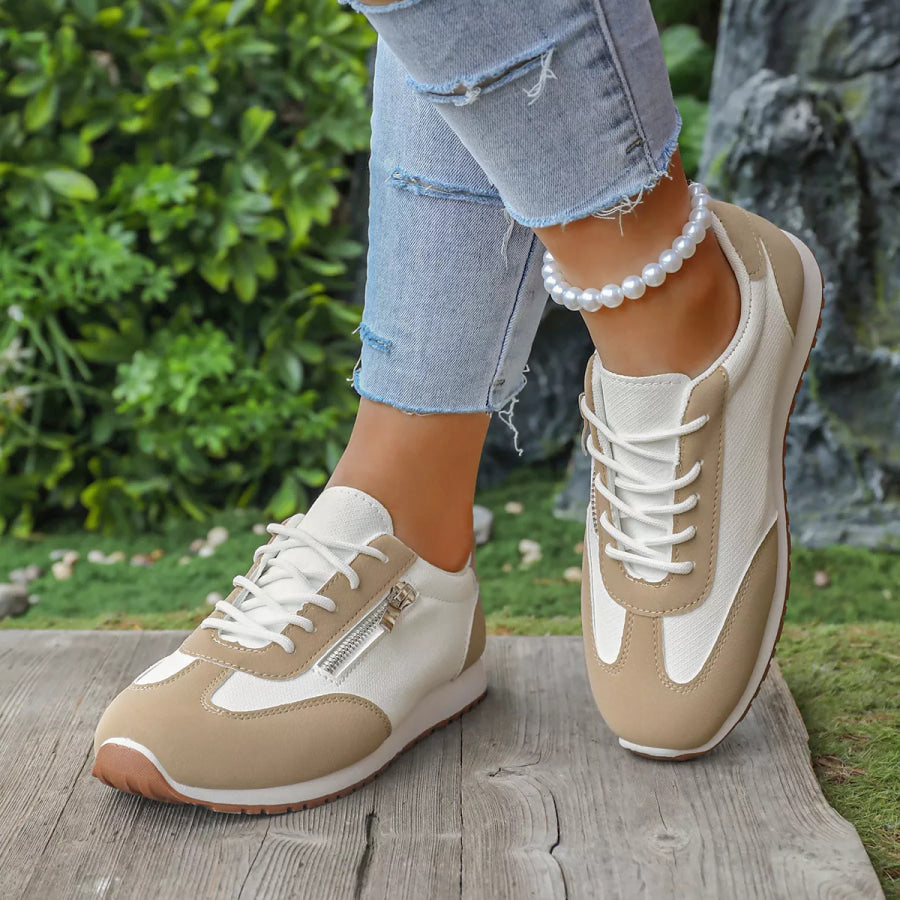 Round Toe Lace Up Sneakers Apparel and Accessories