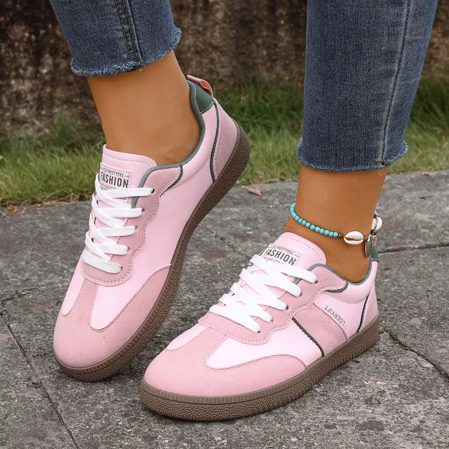 Round Toe Lace Up Sneakers Apparel and Accessories
