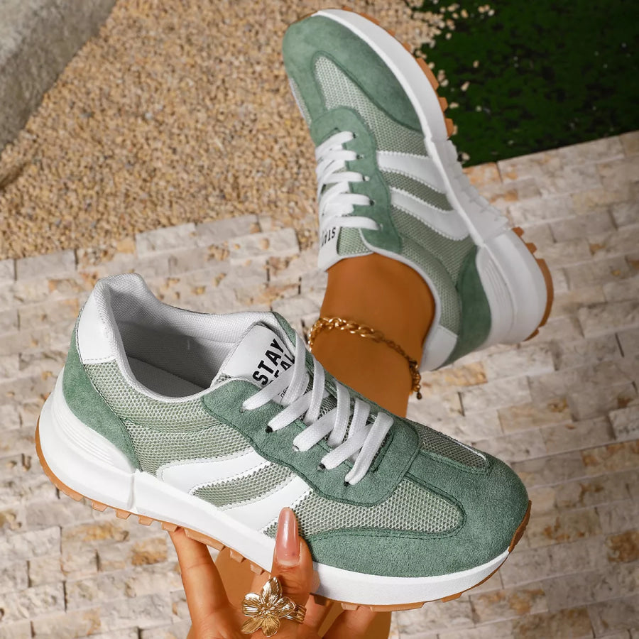 Round Toe Lace Up Sneakers Apparel and Accessories