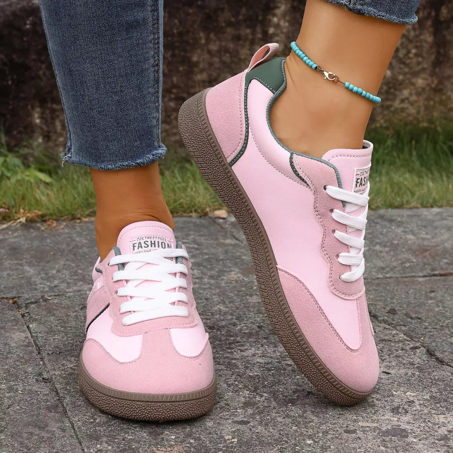 Round Toe Lace Up Sneakers Apparel and Accessories