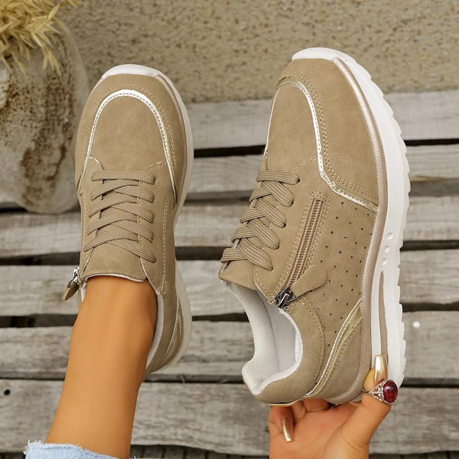 Round Toe Lace Up Sneakers Apparel and Accessories
