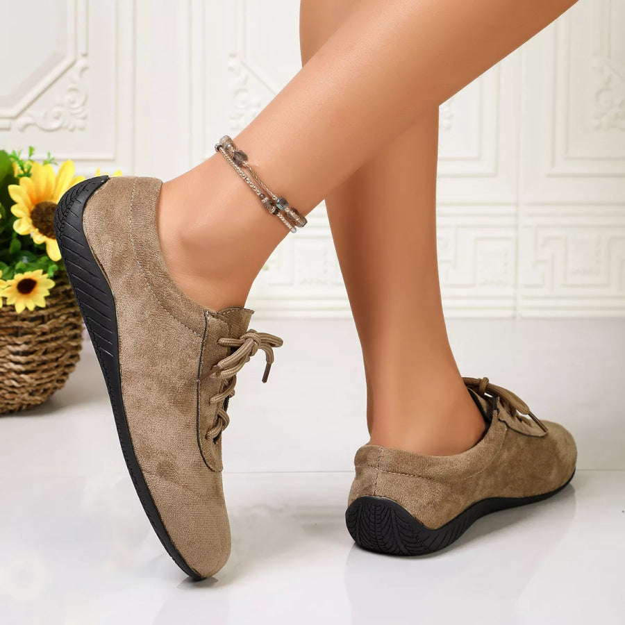 Round Toe Lace Up Sneakers Apparel and Accessories