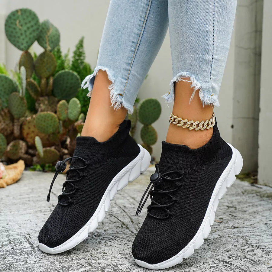 Round Toe Lace Up Sneakers Apparel and Accessories