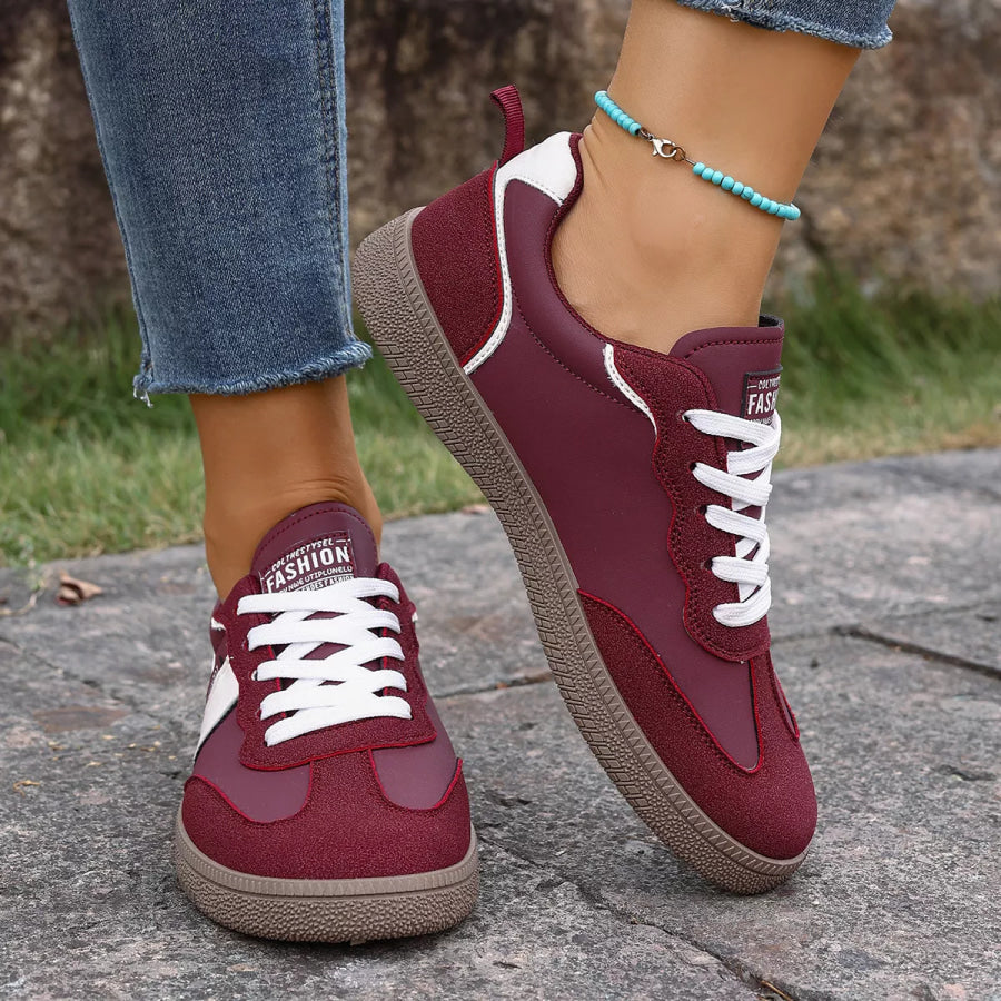 Round Toe Lace Up Sneakers Apparel and Accessories