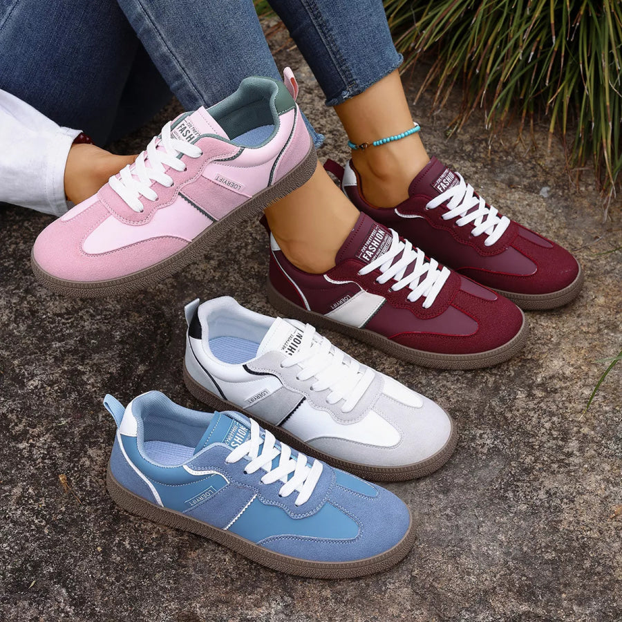 Round Toe Lace Up Sneakers Apparel and Accessories