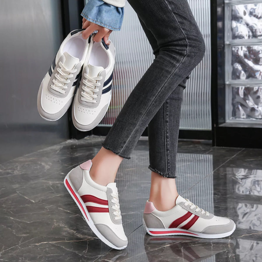 Round Toe Lace Up Sneakers Apparel and Accessories
