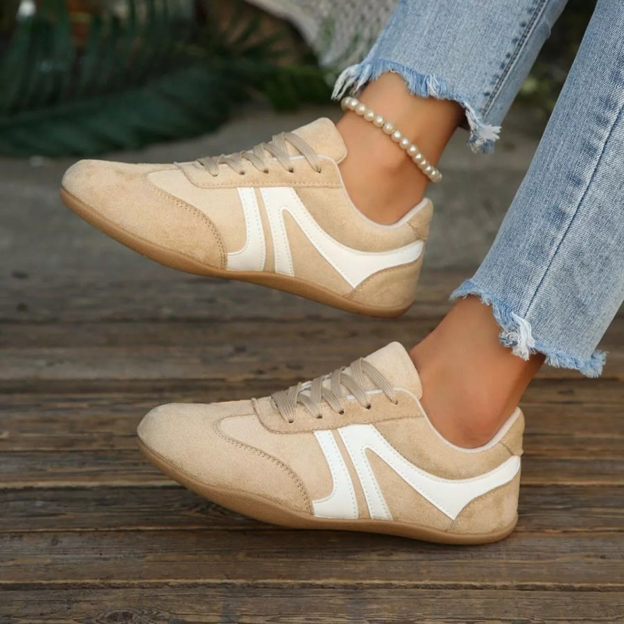Round Toe Lace Up Sneakers Apparel and Accessories