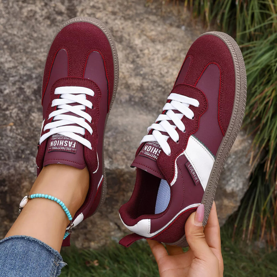 Round Toe Lace Up Sneakers Apparel and Accessories