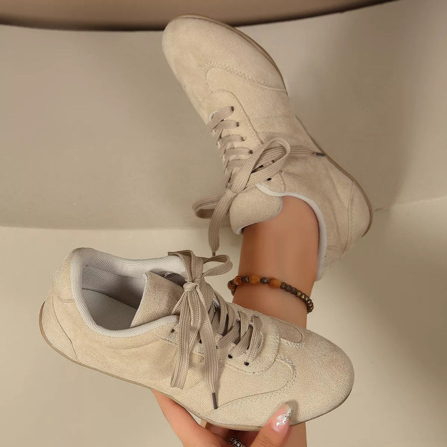 Round Toe Lace Up Sneakers Apparel and Accessories