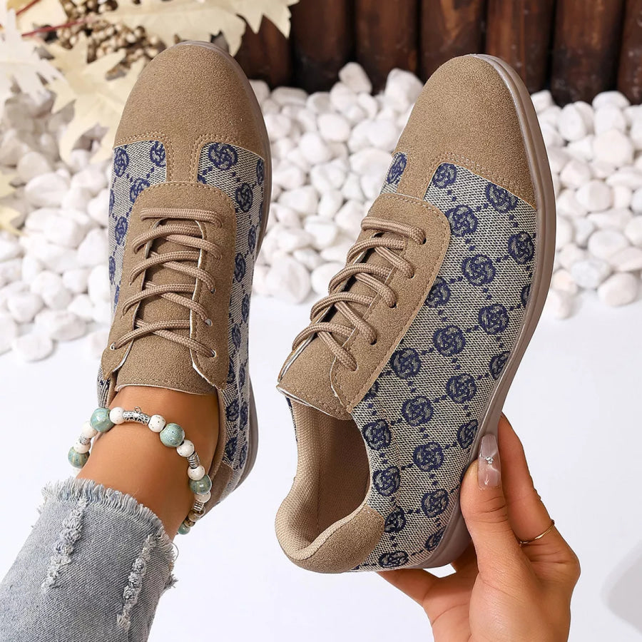 Round Toe Lace Up Sneakers Apparel and Accessories