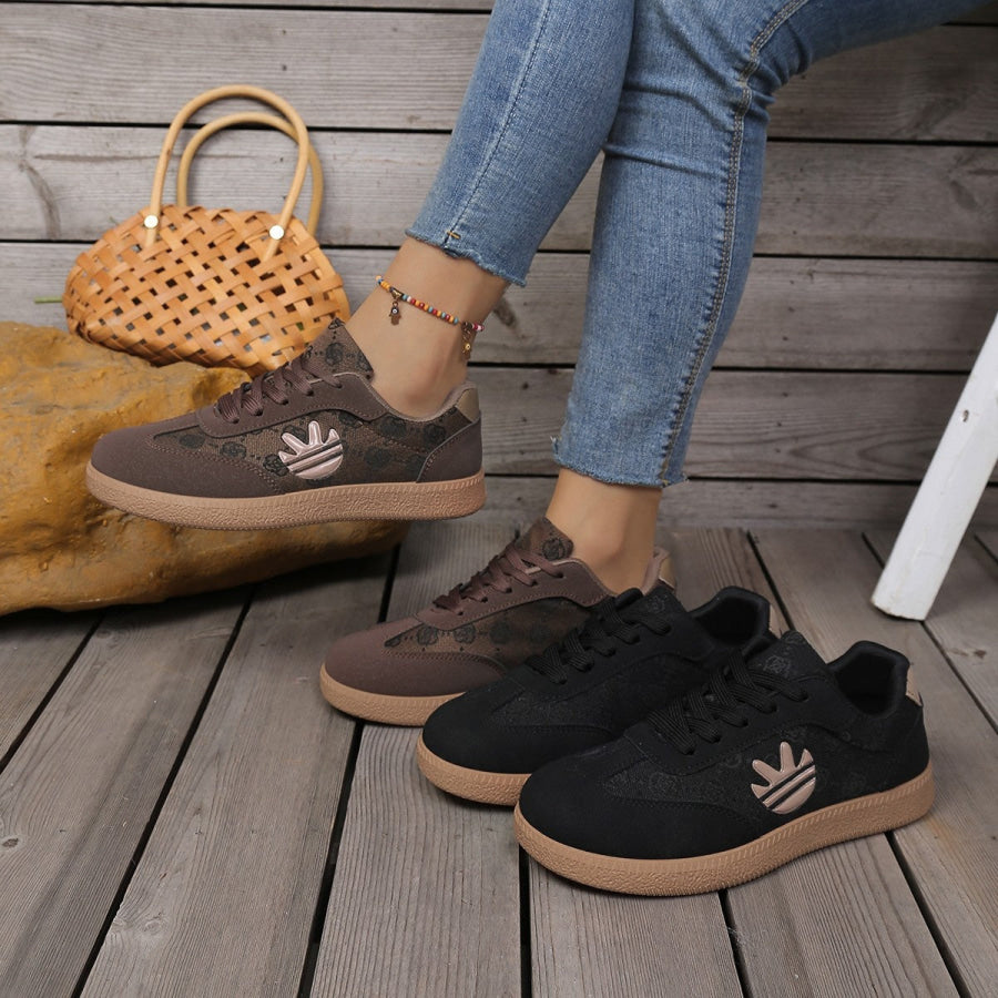 Round Toe Lace Up Sneakers Apparel and Accessories