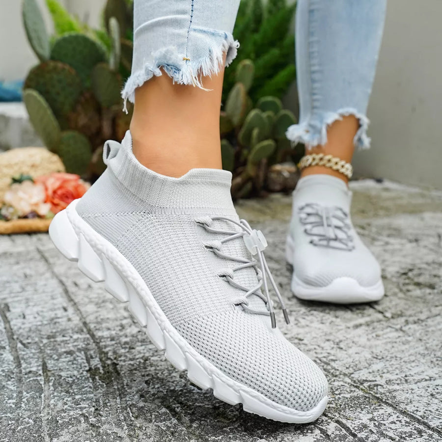 Round Toe Lace Up Sneakers Apparel and Accessories