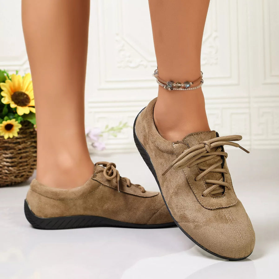 Round Toe Lace Up Sneakers Apparel and Accessories