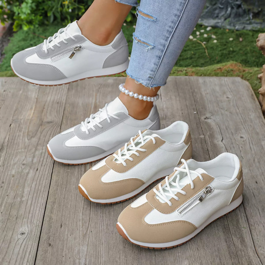 Round Toe Lace Up Sneakers Apparel and Accessories