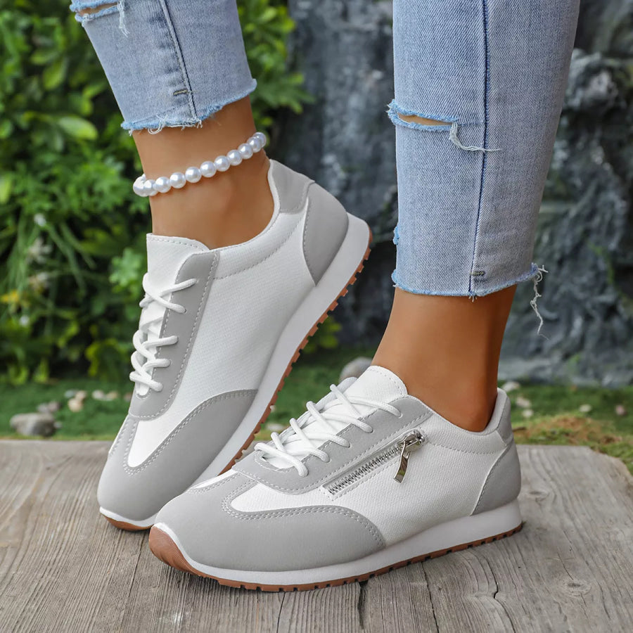 Round Toe Lace Up Sneakers Apparel and Accessories