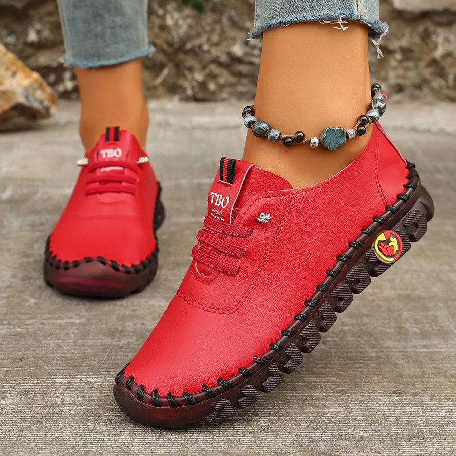 Round Toe Lace Up Sneakers Apparel and Accessories