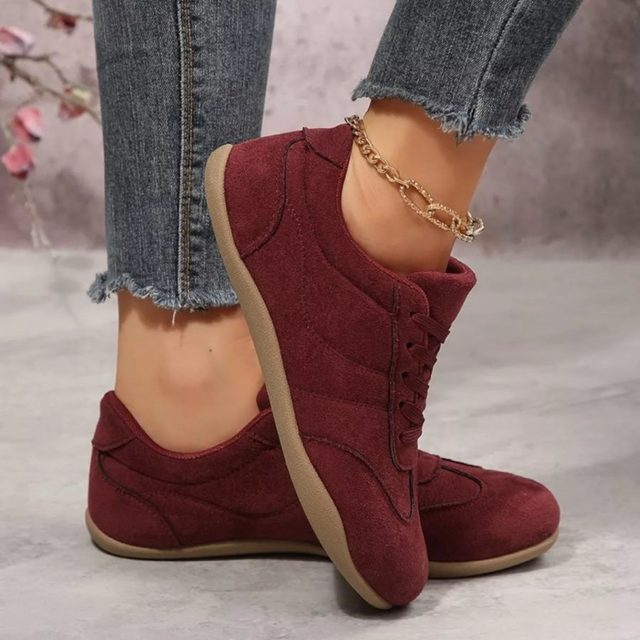 Round Toe Lace Up Sneakers Apparel and Accessories