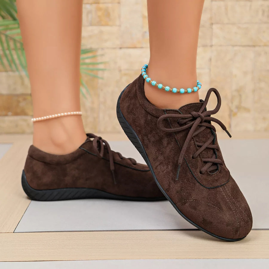 Round Toe Lace Up Sneakers Apparel and Accessories