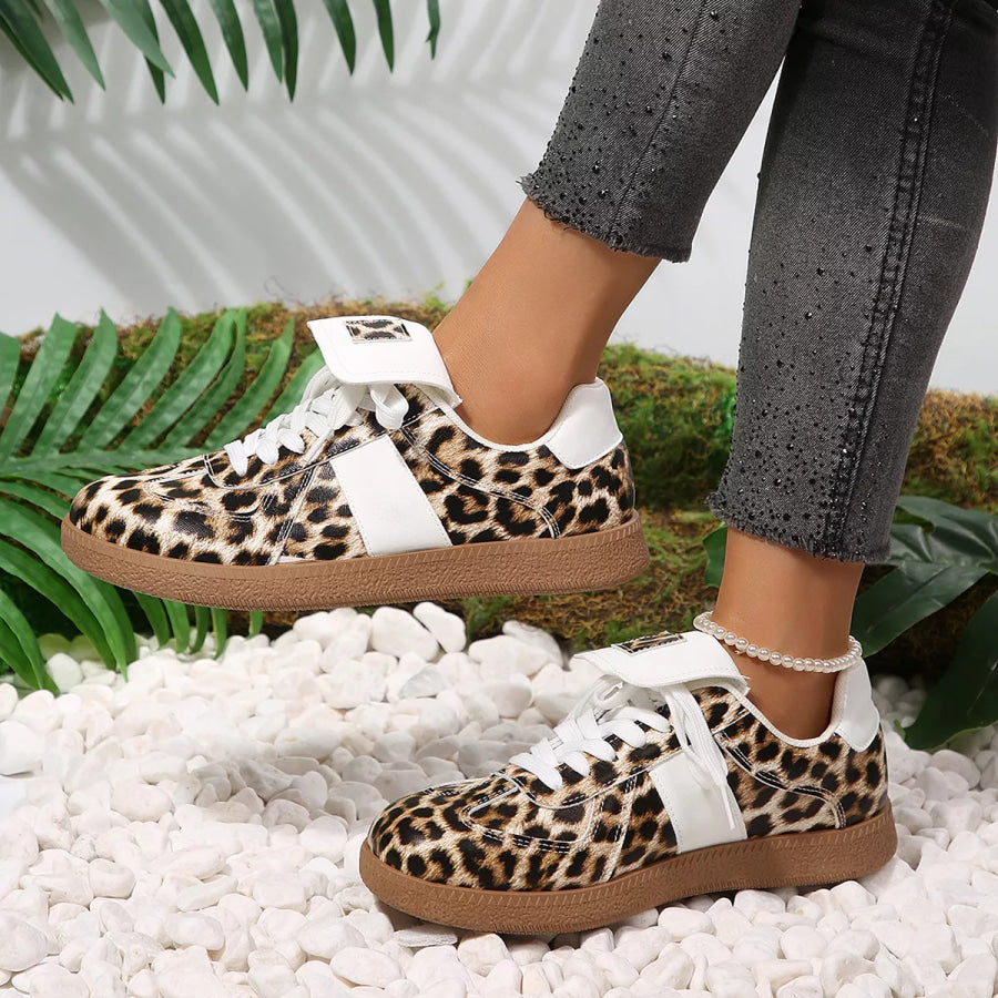 Round Toe Lace Up Sneakers Apparel and Accessories