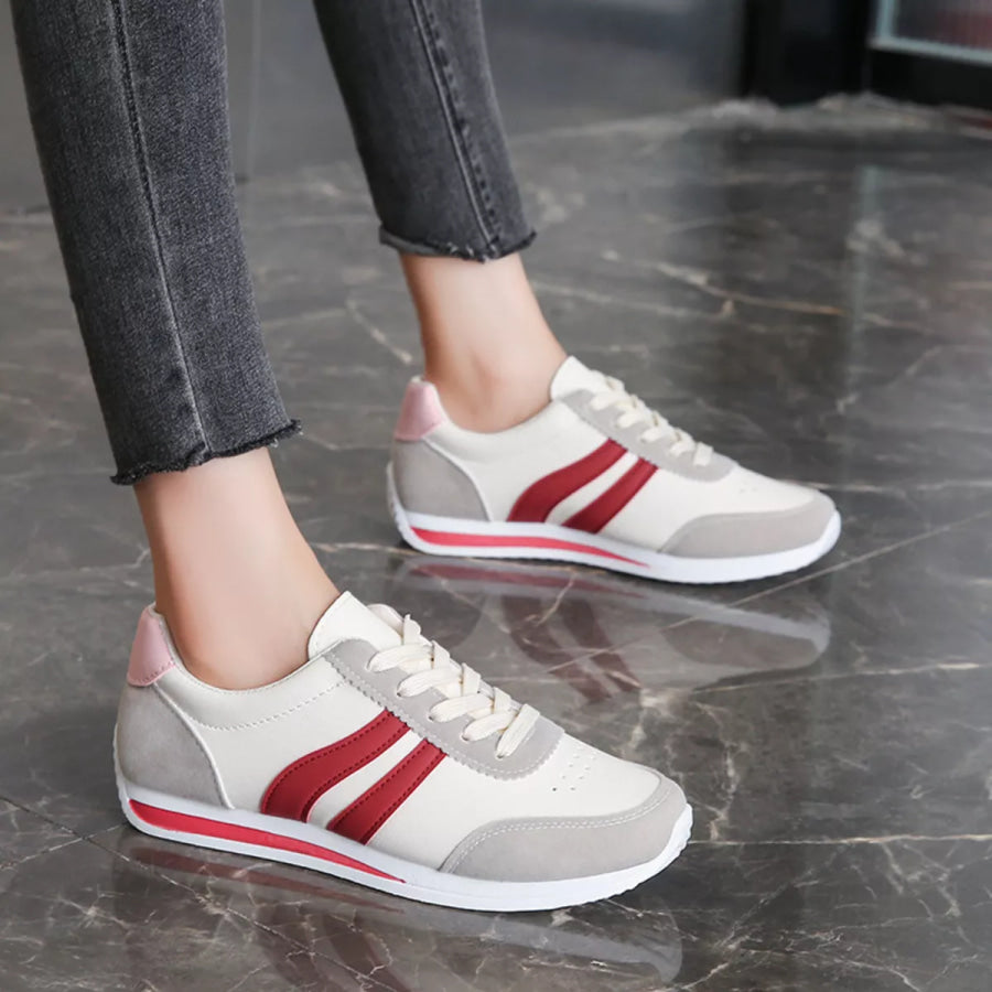 Round Toe Lace Up Sneakers Apparel and Accessories