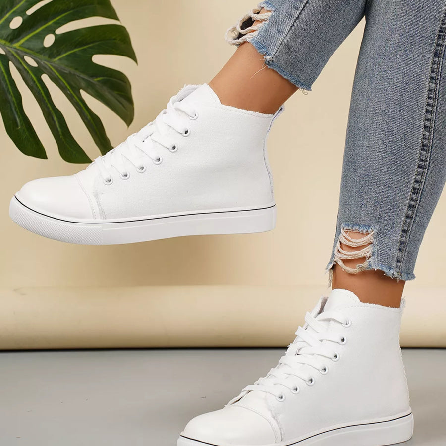 Round Toe Lace Up Sneakers Apparel and Accessories