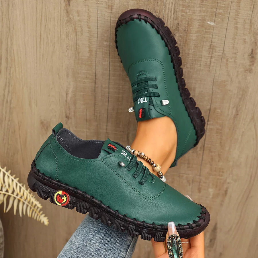 Round Toe Lace Up Sneakers Apparel and Accessories