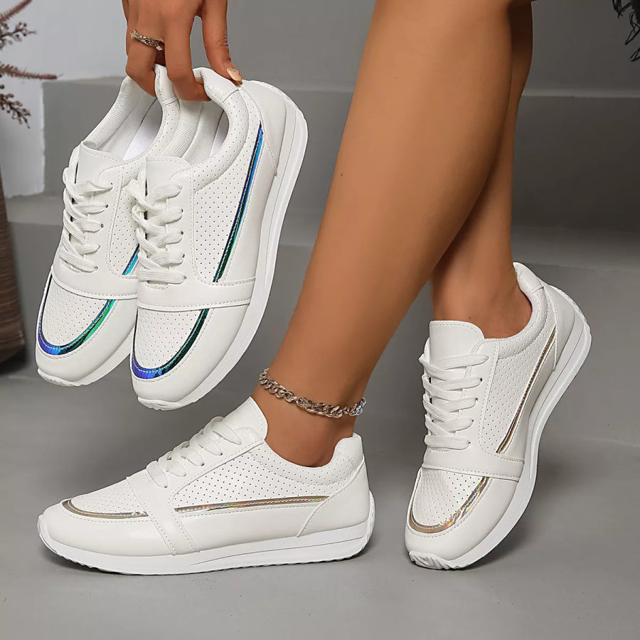 Round Toe Lace Up Sneakers Apparel and Accessories