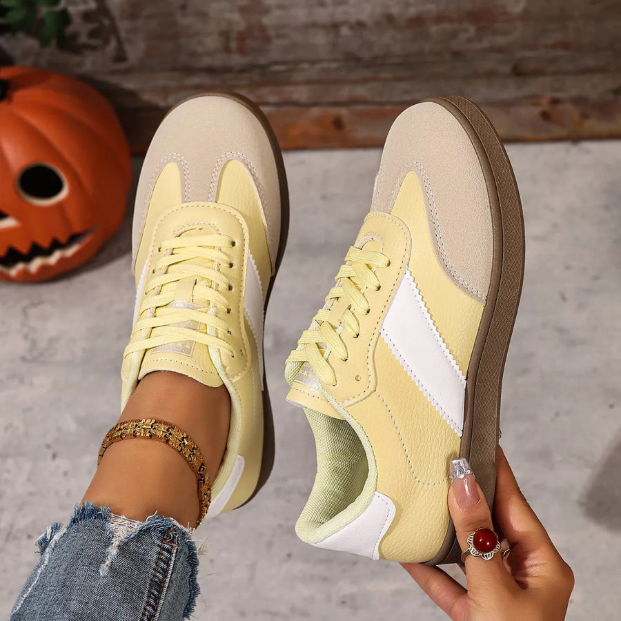 Round Toe Lace Up Sneakers Apparel and Accessories