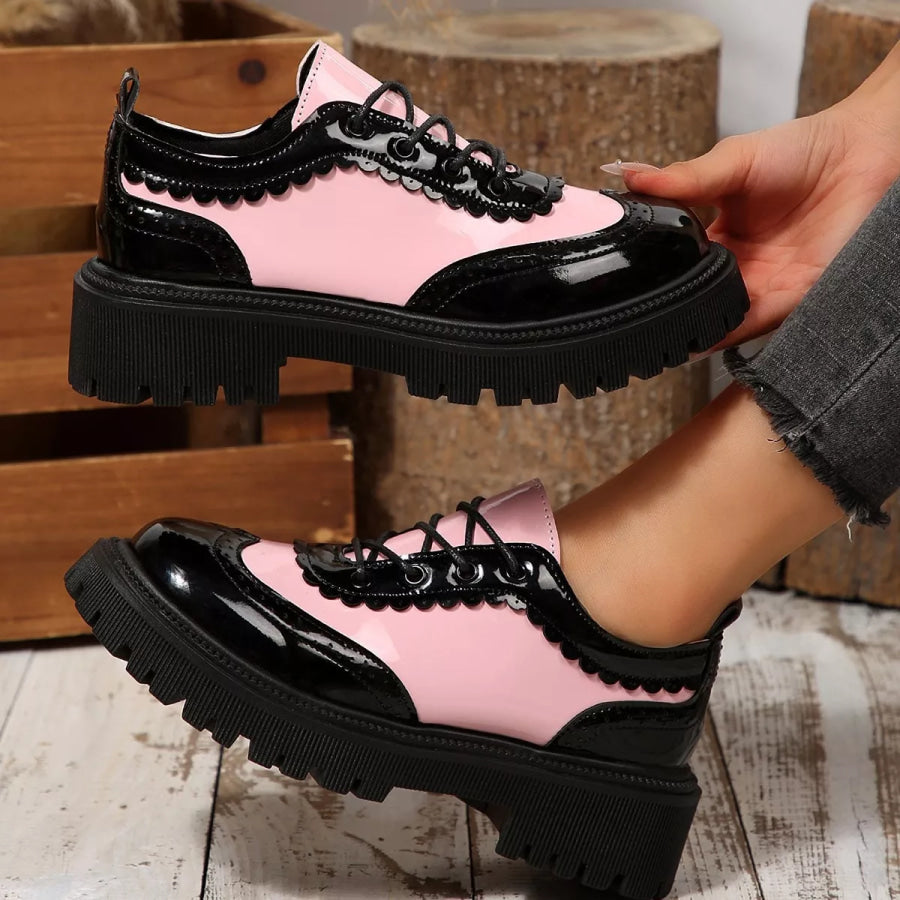 Round Toe Lace Up Sneakers Apparel and Accessories