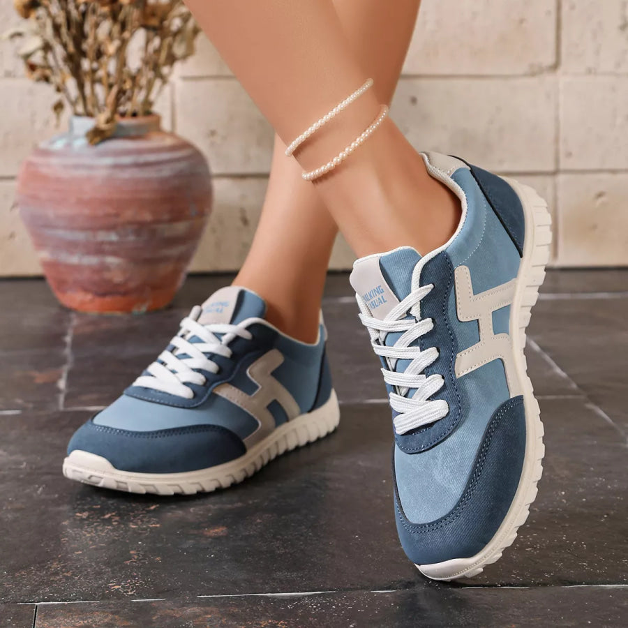 Round Toe Lace Up Sneakers Apparel and Accessories