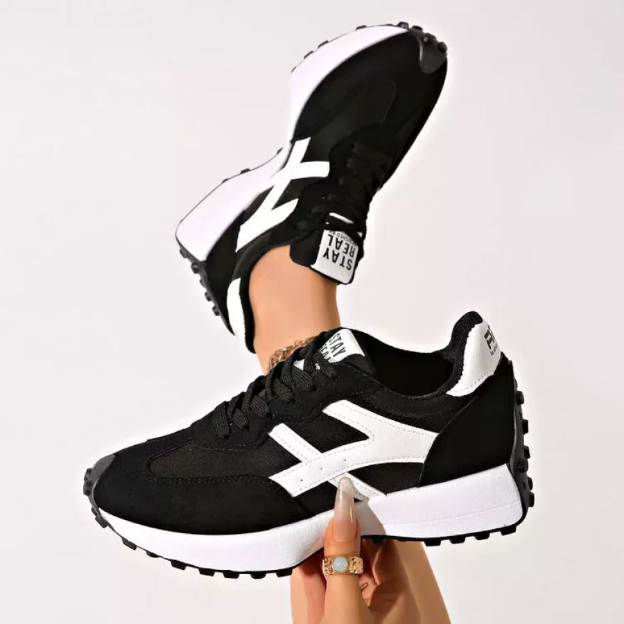 Round Toe Lace Up Sneakers Apparel and Accessories