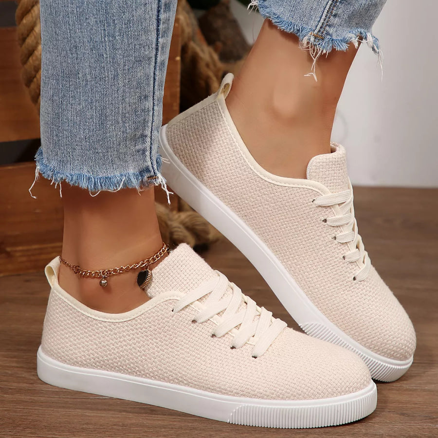 Round Toe Lace Up Sneakers Apparel and Accessories
