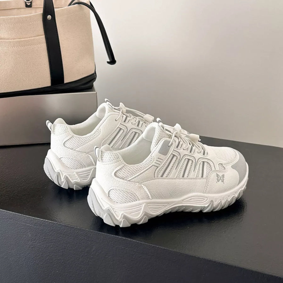 Round Toe Lace Up Sneakers Apparel and Accessories