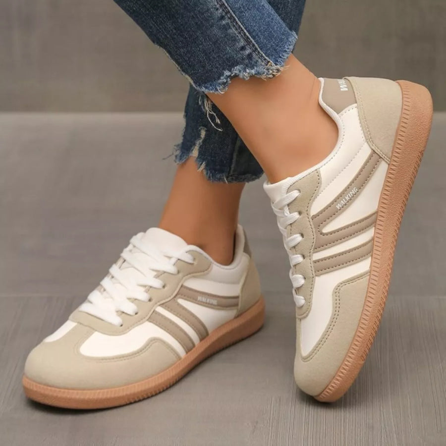 Round Toe Lace Up Sneakers Apparel and Accessories