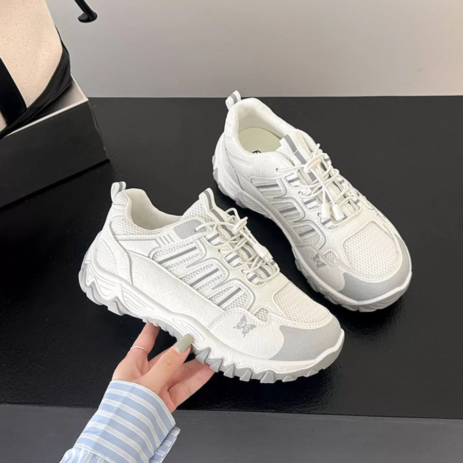Round Toe Lace Up Sneakers Apparel and Accessories