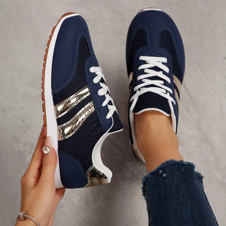 Round Toe Lace Up Sneakers Apparel and Accessories