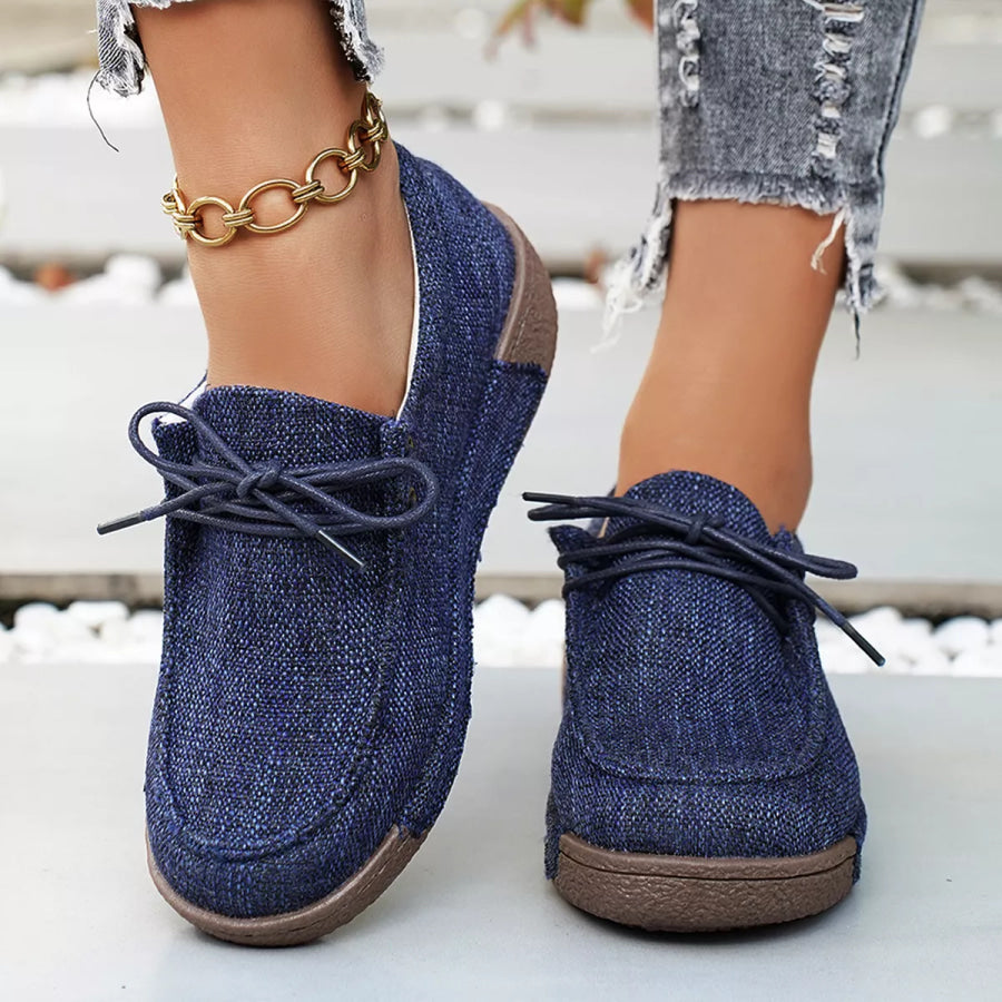 Round Toe Lace-Up Sneakers Apparel and Accessories