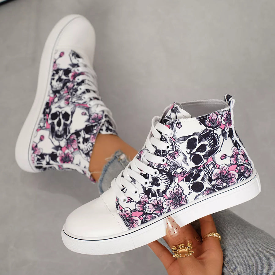 Round Toe Lace Up Sneakers Apparel and Accessories