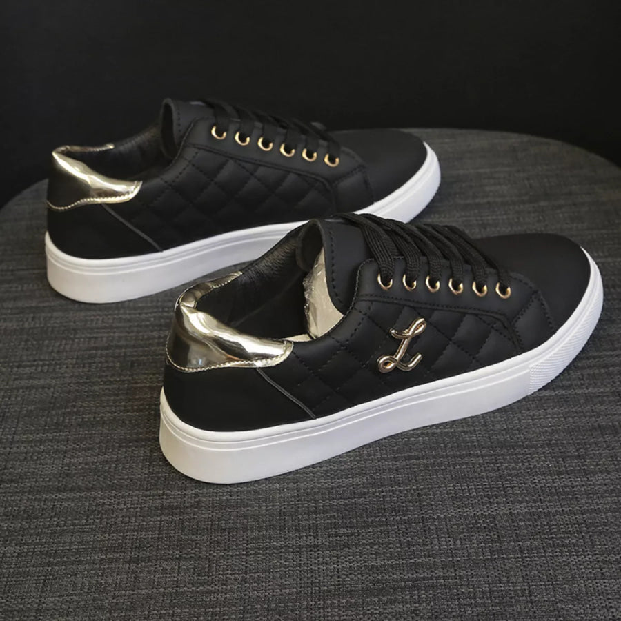Round Toe Lace Up Sneakers Apparel and Accessories
