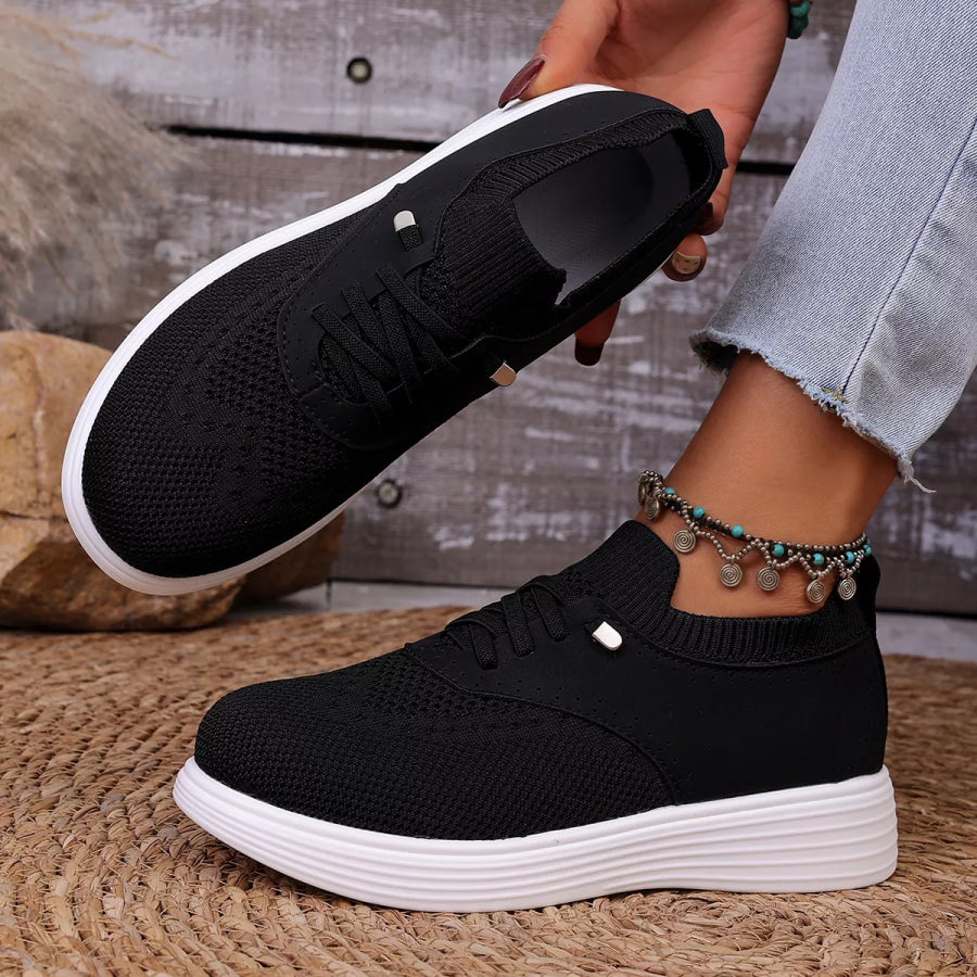 Round Toe Lace Up Sneakers Apparel and Accessories