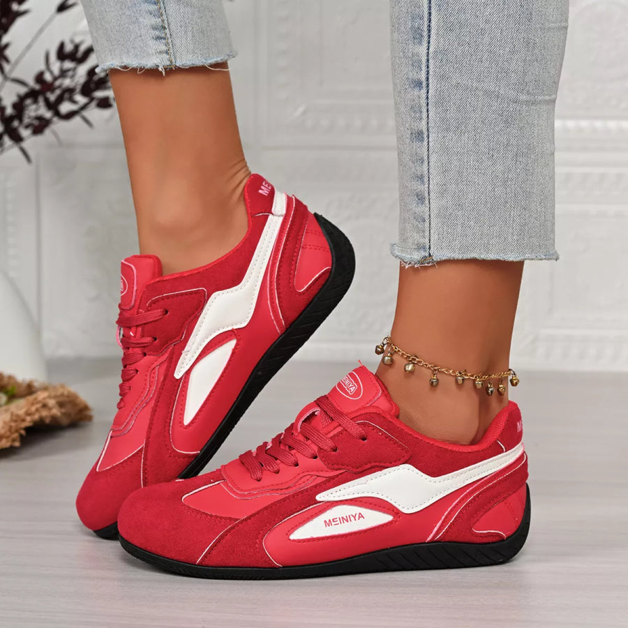 Round Toe Lace Up Sneakers Apparel and Accessories